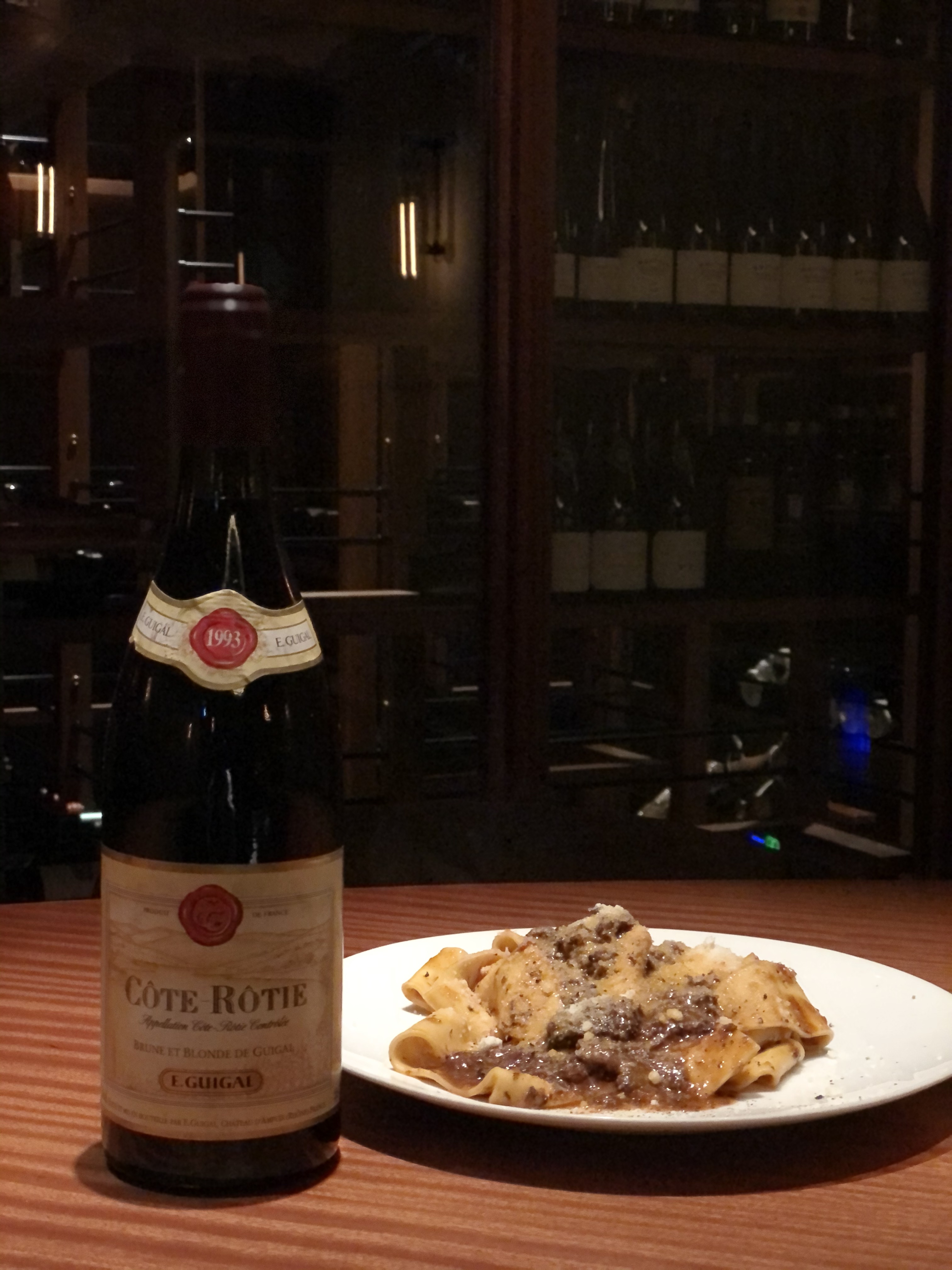 トリュフのパスタとCôte Rôtie 1980